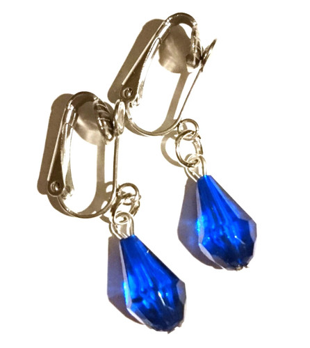 Ohrclips clips blau tropfen - ohrclips,