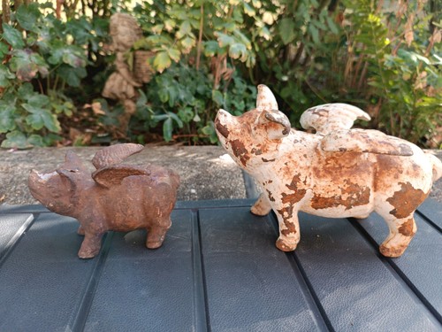 Gusseisen spardose schweine - spardose, 2