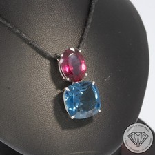 Wert 1490 € Topas Rhodolith Anhänger 585 14 Karat Weiß Gold xxyy