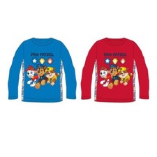 PAW Patrol Langarm T-Shirt für Jungen | Marshall, Chase, Rubble | Rot & Blau 