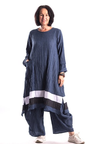 Designer tunika lang arm blau - lang,