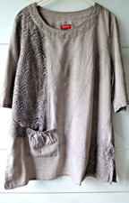 THEA  Tunika Hängerchen Long- Bluse  Gr. 50 52 - braun / Leinen Mix