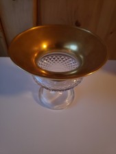 Glasschale mit Fuß Goldfarbener Rand / Vintage