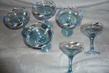 Sekt-Kelche, Sekt-Schalen - 6er Set, hochwertig, Handbemalt mit Goldrand,Vintage