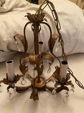 Florale Deckenlampe Florentiner Lampe 3 Armig  Hans Kögl Höhe Ca 35 cm