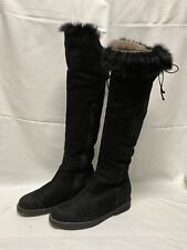 PROGETTO  ITALIENISCHE LAMMFELL Overknee Stiefel Wildleder Schwarz Gr 36