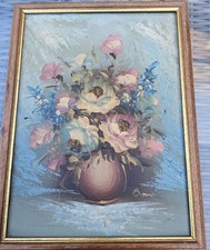 Schönes Ölbild Stillleben Blumen Blumenstrauß signiert Brauer