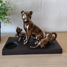 ❤️PartyLite Löwen ❤️Löwenmutter mit Löwenbabies❤️ Teelichthalter ❤️ Messingfarbe