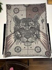 Friendly Hunting 100% Kaschmir Schal Tuch DICKER STRICK SELTEN TIGERKOPF GROSS