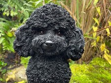 Pudel Hund Königspudel Welpe Farbe Schwarz Gartenfigur Deko Hundefigur