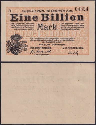 Notgeld gera billionen - gera,
