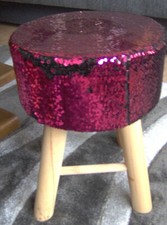 Sitz-Hocker--Beine aus massiven Holz, Sitz mit Pailletten, 41cm hoch
