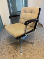 Original 70-ziger Jahre Leder-Drehstuhl mit Textilsitzpolster von Drabert 