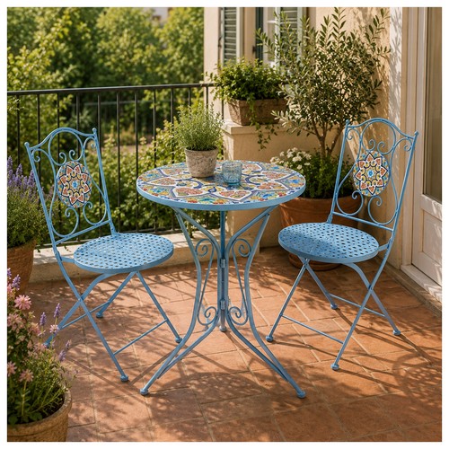 Bistro set metall blau tisch - bistro,