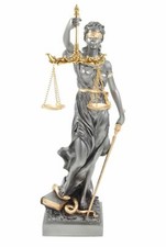 Veronese Justitia Figur 33cm Römische Göttin der Gerechtigkeit Statue Goldsilber