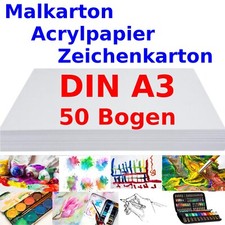 50x DIN A3 Acryl Papier Malkarton 400g Malblock weiß Acryl Zeichenkarton Malen
