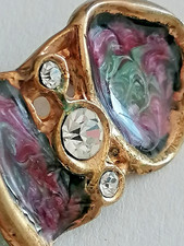 Vintage Brosche 80er Jahre Modeschmuck Gold Farbe Steine wunderschön Raritäten t