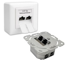 RJ45 Netzwerkdose CAT6A geschirmt 2-Port Aufputz Unterputz LAN-Dose Datendose