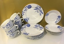 18 tlg Kaffeeservice blauen Blumen Ranken Muster NEU Kaffee Geschirr Porzellan