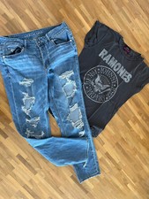 AMERICAN EAGLE Jeans US8 + RAMONES Shirt M TOP jades