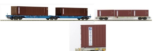 Roco containertragwagen 5x - containertragwagen,