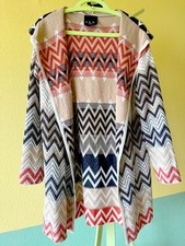 SHK Paris Langer strickjacke bunt mit Kapuze und Chevron-Print Gr:M