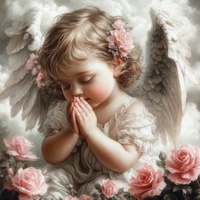 Wandbild Engel Rosen Vintage