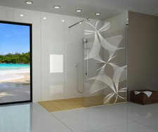 Walkin-Dusche Duschwand Lasergravur 6002-F "Fly" mit Haltestange Edelstahl