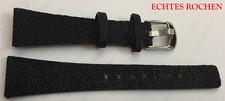 Uhrenarmband Rochen-Leder schwarz 14 -24 mm DILOY De Luxe große Dornschließe