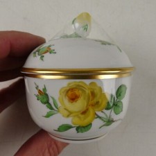 Meissen Gelbe Rose Goldrand Zuckerdose mit Deckel RB-2892