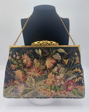 Vintage - Petit Point Gobelin Abendtasche Bügel echt vergoldet 