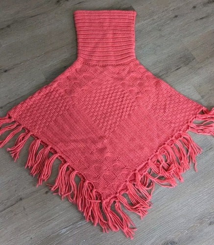 Damen strickponcho orange mit - damen,