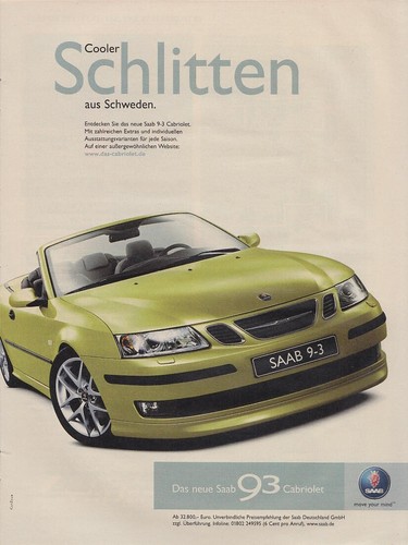 Saab cabriolet reklame - saab,