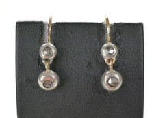 hübsche, alte Ohrringe - mit Diamantrosen besetzt - 585er Gold 14K / Silber