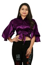 Kragen Top Satin Elegant Knopf