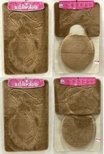 Badgarnitur Badteppich Badezimmergarnitur 3-Teilig Vorleger Set 85 x 55 cm Braun