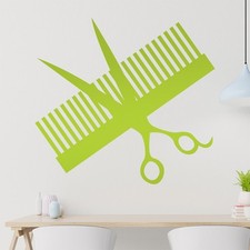 Kamm und Schere Wandtattoo