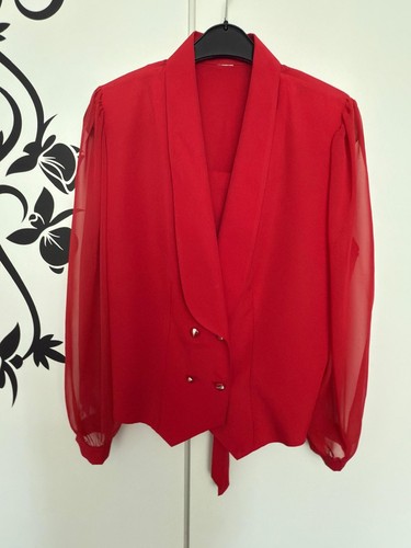 Bluse rot ärmel chiffon - in,