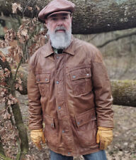 Lederjacke Camel XL Trialmaster Stil Vintagejacke mit Patina Retro Oldschool
