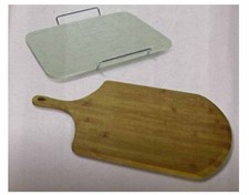 S&S Pizzastein Set mit Pizzaschieber und Ablage 3-teilig 46x28 cm bis 500°C