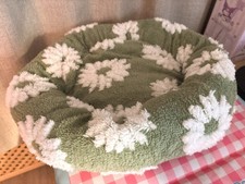 Katze Donut Plüsch Bett Blumen grün Haustierbett Schlafplatz Katzenbett