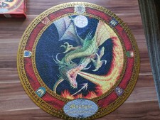 Rundpuzzle Dragon FIRE 1000  TEILE GEBRAUCHT KOMPLETT  NACHTLEUCHTEND GOLDEFFEKT