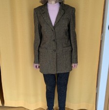 Damen Jacke Gr. 36 fischgrat grün/schwarz