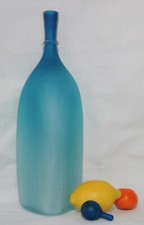 XL Designer MUNDGEBLASEN Satino Krakelee Crakle Glas Flasche Vase Sand Satiniert