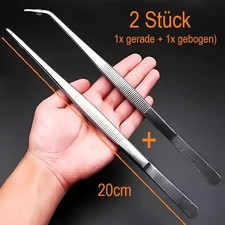 2er Set 20cm lange Metall Pinzetten gerade Pinzette und gebogen Pinzette