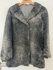 Echt Pelz Persianer Damen Jacke Mantel Grau/Schwarz Gr.38
