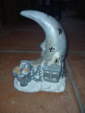 Mond Weihnachtsmann Häuschen Teelichthalter Weihnachtslicht Weihnachten silber