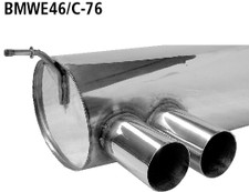 Bastuck Edelstahl Sportauspuff +Adapter BMW 3er E46 Compact 325i 2x76mm scharf