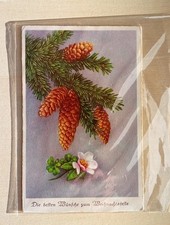 Alte Postkarte Tannenzweig Zapfen Weihnachten Ansichtskarte Weihnachtsdeko Vinta
