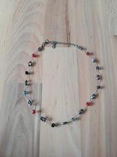 Damen Halskette Rot Silber Oval Draht Kurz Modern Kette Modeschmuck 